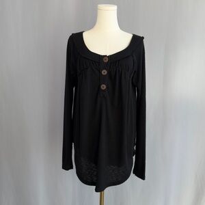 We The Free Black Buttoned Blouse